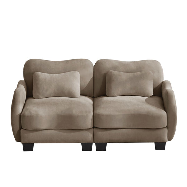English Elm Chenille Upholstered Loveseat with Curved Silhouette Foam Cushions and Lumbar Pillow Support Coffee W714S01942