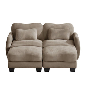 English Elm Chenille Upholstered Modular Loveseat with Ottoman Lumbar Support for Living Room Coffee W714S01944