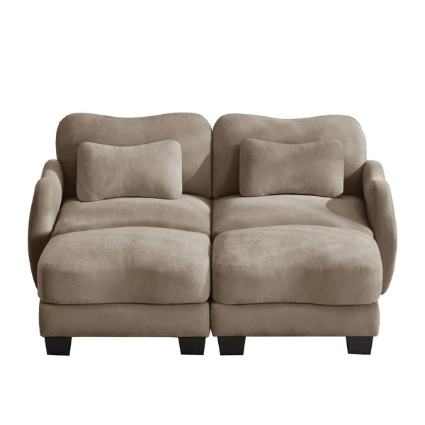 English Elm Chenille Upholstered Modular Loveseat with Ottoman Lumbar Support for Living Room Coffee W714S01944