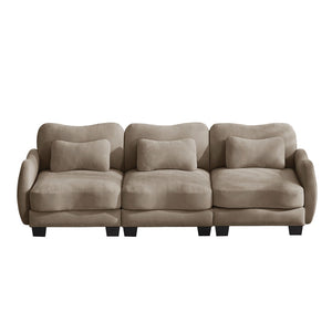 English Elm Chenille Three Seat Sofa with Lumbar Pillows Ergonomic Curved Frame for Living Room Coffee W714S01945