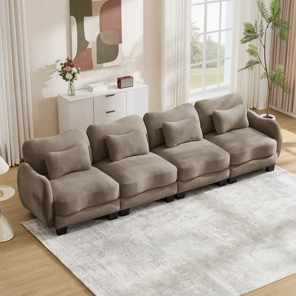 English Elm Oversize Chenille Four Seat Modular Sofa Ergonomic Curved Cloud Comfort Living Room Couch Coffee W714S01948