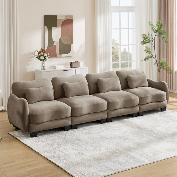 English Elm Oversize Chenille Four Seat Modular Sofa Ergonomic Curved Cloud Comfort Living Room Couch Coffee W714S01948