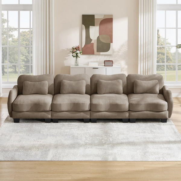 English Elm Oversize Chenille Four Seat Modular Sofa Ergonomic Curved Cloud Comfort Living Room Couch Coffee W714S01948