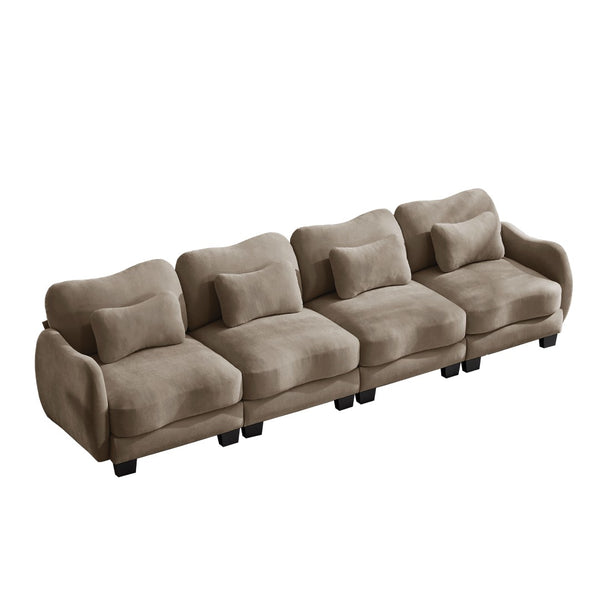 English Elm Oversize Chenille Four Seat Modular Sofa Ergonomic Curved Cloud Comfort Living Room Couch Coffee W714S01948