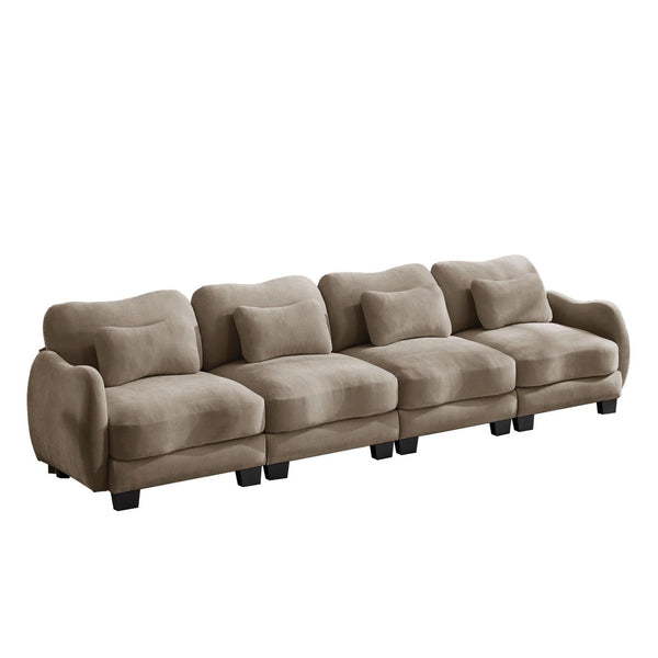 English Elm Oversize Chenille Four Seat Modular Sofa Ergonomic Curved Cloud Comfort Living Room Couch Coffee W714S01948
