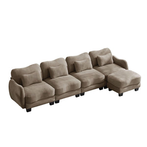 English Elm Oversize Chenille Modular Sectional Sofa with Ottoman Curved Ergonomic Living Room Couch Coffee W714S01949