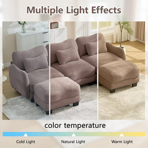 English Elm Chenille Upholstered Loveseat with Curved Silhouette Foam Cushions and Lumbar Pillow Support Rose Dust W714S01951