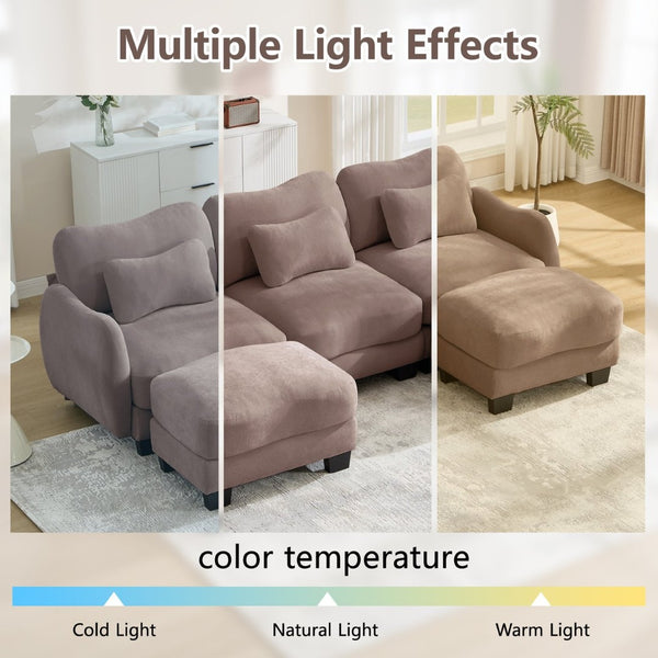 English Elm Chenille Upholstered Loveseat with Curved Silhouette Foam Cushions and Lumbar Pillow Support Rose Dust W714S01951