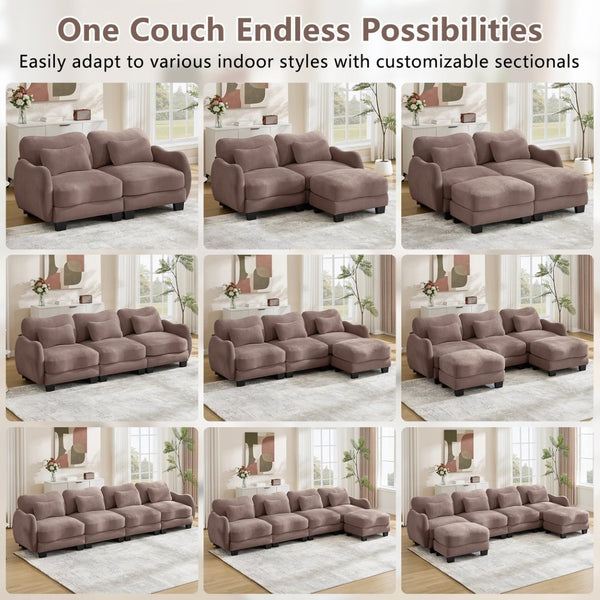 English Elm Chenille Upholstered Loveseat with Curved Silhouette Foam Cushions and Lumbar Pillow Support Rose Dust W714S01951