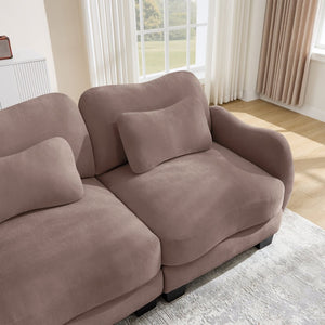 English Elm Chenille Upholstered Loveseat with Curved Silhouette Foam Cushions and Lumbar Pillow Support Rose Dust W714S01951