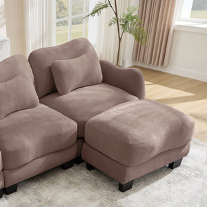 English Elm Chenille Upholstered Loveseat with Curved Silhouette Foam Cushions and Lumbar Pillow Support Rose Dust W714S01951