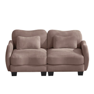English Elm Chenille Upholstered Loveseat with Curved Silhouette Foam Cushions and Lumbar Pillow Support Rose Dust W714S01951