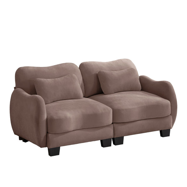 English Elm Chenille Upholstered Loveseat with Curved Silhouette Foam Cushions and Lumbar Pillow Support Rose Dust W714S01951