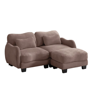 English Elm Chenille L Shaped Loveseat with Lumbar Pillow Movable Ottoman for Apartment Living Rose Dust W714S01952