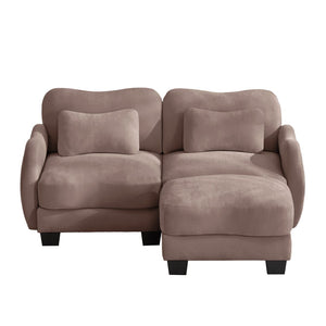 English Elm Chenille L Shaped Loveseat with Lumbar Pillow Movable Ottoman for Apartment Living Rose Dust W714S01952