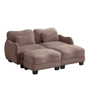 English Elm Chenille Upholstered Modular Loveseat with Ottoman Lumbar Support for Living Room Rose Dust W714S01953