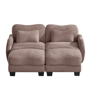 English Elm Chenille Upholstered Modular Loveseat with Ottoman Lumbar Support for Living Room Rose Dust W714S01953