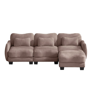 English Elm Chenille Modular Sectional Sofa with Ottoman Lumbar Pillows for Living Room Comfort Rose Dust W714S01955