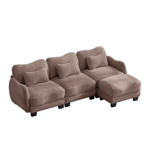 English Elm Chenille Modular Sectional Sofa with Ottoman Lumbar Pillows for Living Room Comfort Rose Dust W714S01955
