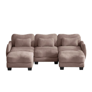 English Elm Chenille Oversized U-shaped Sectional Sofa with Modular Ottomans and Cloud Cushion Comfort Rose Dust W714S01956