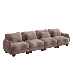 English Elm Oversize Chenille Four Seat Modular Sofa Ergonomic Curved Cloud Comfort Living Room Couch Rose Dust W714S01957