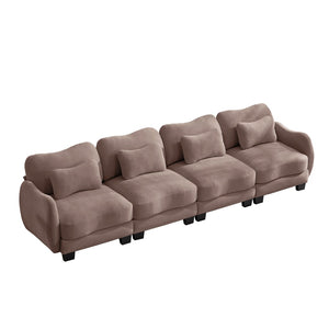 English Elm Oversize Chenille Four Seat Modular Sofa Ergonomic Curved Cloud Comfort Living Room Couch Rose Dust W714S01957