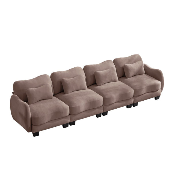 English Elm Oversize Chenille Four Seat Modular Sofa Ergonomic Curved Cloud Comfort Living Room Couch Rose Dust W714S01957