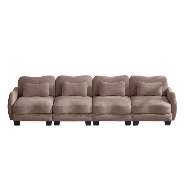 English Elm Oversize Chenille Four Seat Modular Sofa Ergonomic Curved Cloud Comfort Living Room Couch Rose Dust W714S01957