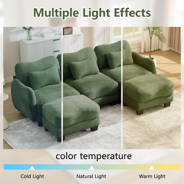 English Elm Chenille Upholstered Loveseat with Curved Silhouette Foam Cushions and Lumbar Pillow Support Green W714S01960