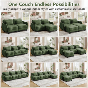 English Elm Chenille Upholstered Loveseat with Curved Silhouette Foam Cushions and Lumbar Pillow Support Green W714S01960