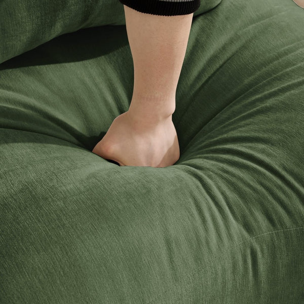 English Elm Chenille Upholstered Loveseat with Curved Silhouette Foam Cushions and Lumbar Pillow Support Green W714S01960