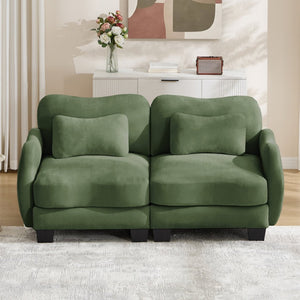 English Elm Chenille Upholstered Loveseat with Curved Silhouette Foam Cushions and Lumbar Pillow Support Green W714S01960