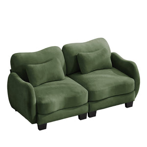English Elm Chenille Upholstered Loveseat with Curved Silhouette Foam Cushions and Lumbar Pillow Support Green W714S01960