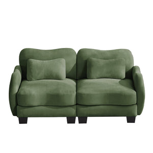 English Elm Chenille Upholstered Loveseat with Curved Silhouette Foam Cushions and Lumbar Pillow Support Green W714S01960