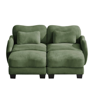 English Elm Chenille Upholstered Modular Loveseat with Ottoman Lumbar Support for Living Room Green W714S01962