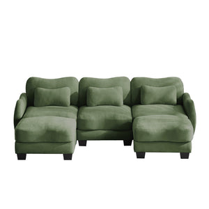 English Elm Chenille Oversized U-shaped Sectional Sofa with Modular Ottomans and Cloud Cushion Comfort Green W714S01965