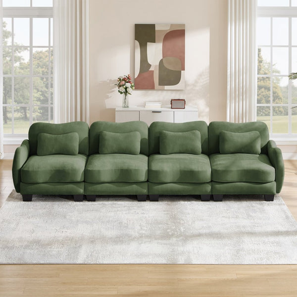 English Elm Oversize Chenille Four Seat Modular Sofa Ergonomic Curved Cloud Comfort Living Room Couch Green W714S01966
