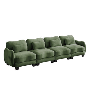 English Elm Oversize Chenille Four Seat Modular Sofa Ergonomic Curved Cloud Comfort Living Room Couch Green W714S01966