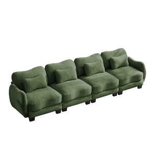 English Elm Oversize Chenille Four Seat Modular Sofa Ergonomic Curved Cloud Comfort Living Room Couch Green W714S01966
