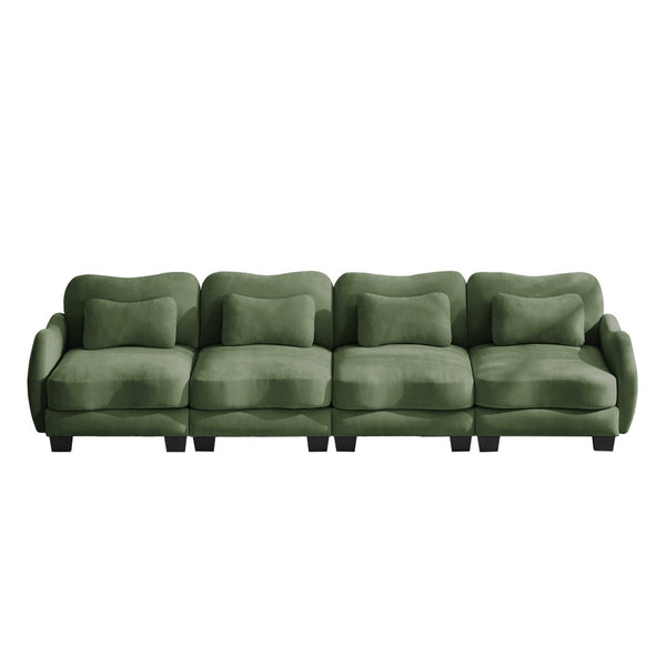 English Elm Oversize Chenille Four Seat Modular Sofa Ergonomic Curved Cloud Comfort Living Room Couch Green W714S01966