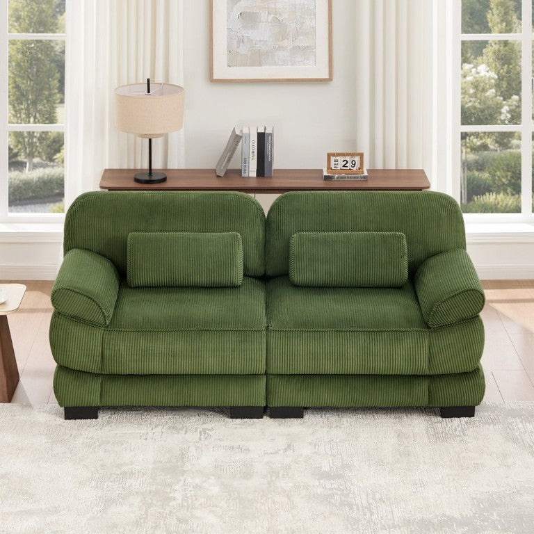 English Elm Cloud Couch Modular Corduroy Loveseat Deep Seat Memory Foam Two Seater for Living Room W714S01988