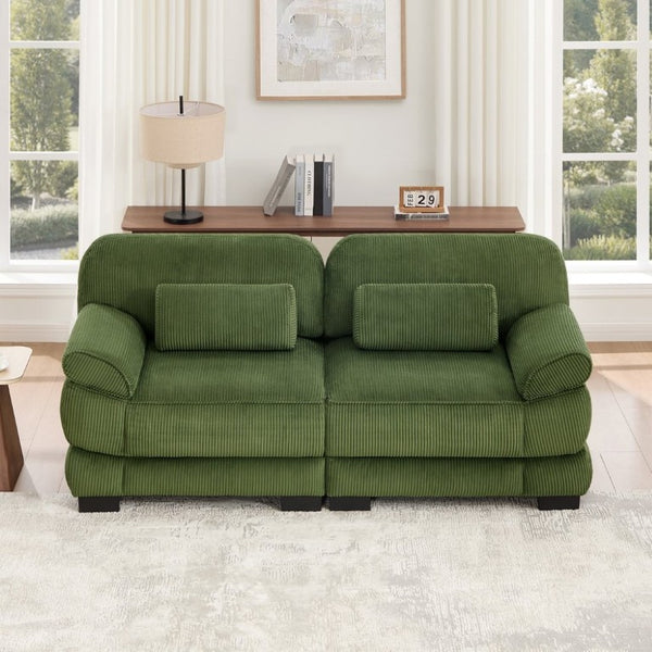 English Elm Cloud Couch Modular Corduroy Loveseat Deep Seat Memory Foam Two Seater for Living Room W714S01988