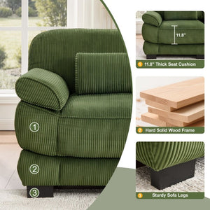 English Elm Cloud Couch Modular Corduroy Loveseat Deep Seat Memory Foam Two Seater for Living Room W714S01988