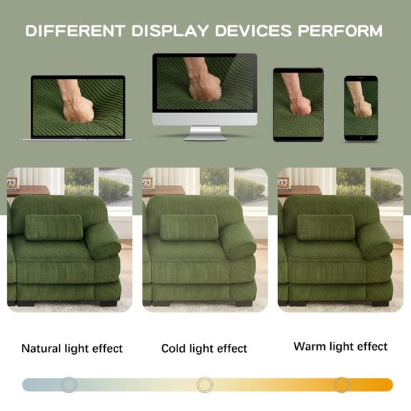 English Elm Cloud Couch Modular Corduroy Loveseat Deep Seat Memory Foam Two Seater for Living Room W714S01988
