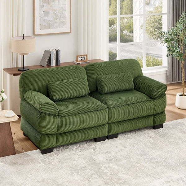 English Elm Cloud Couch Modular Corduroy Loveseat Deep Seat Memory Foam Two Seater for Living Room W714S01988