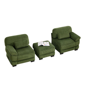 English Elm Cloud Couch Modular L-Shaped Sectional with Ottoman Corduroy Memory Foam Seating Green W714S01989