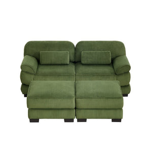 English Elm Cloud Couch Modular U-Shaped Sectional with Memory Foam Corduroy Upholstery for Living Room Green W714S01990