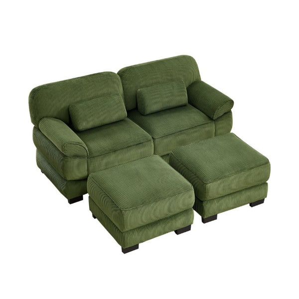 English Elm Cloud Couch Modular U-Shaped Sectional with Memory Foam Corduroy Upholstery for Living Room Green W714S01990