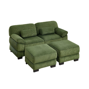 English Elm Cloud Couch Modular U-Shaped Sectional with Memory Foam Corduroy Upholstery for Living Room Green W714S01990
