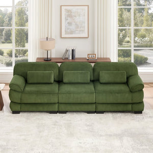English Elm Cloud Couch Modular Sectional with Corduroy Cushions for a Cozy Living Room Lounge Green W714S01991